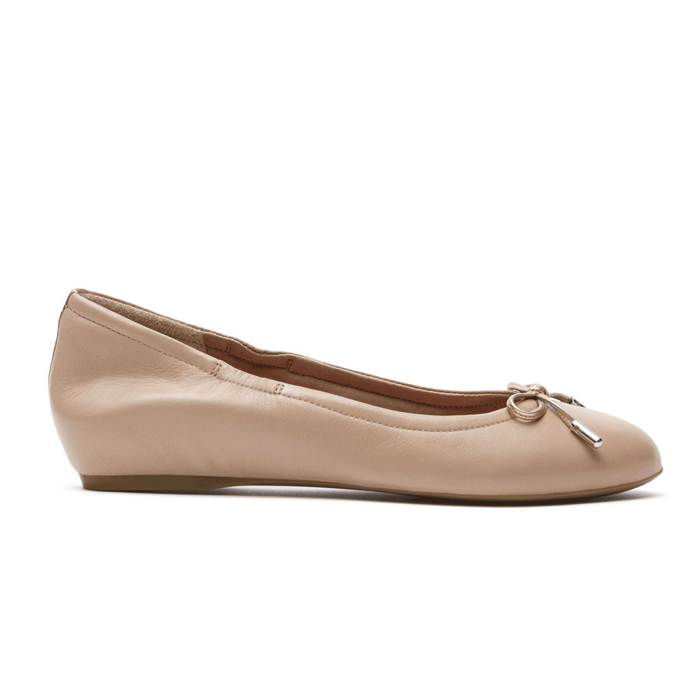 Rockport Womens Flats Pink - Total Motion Hidden Wedge Tied Ballet - UK 235-HFQALP